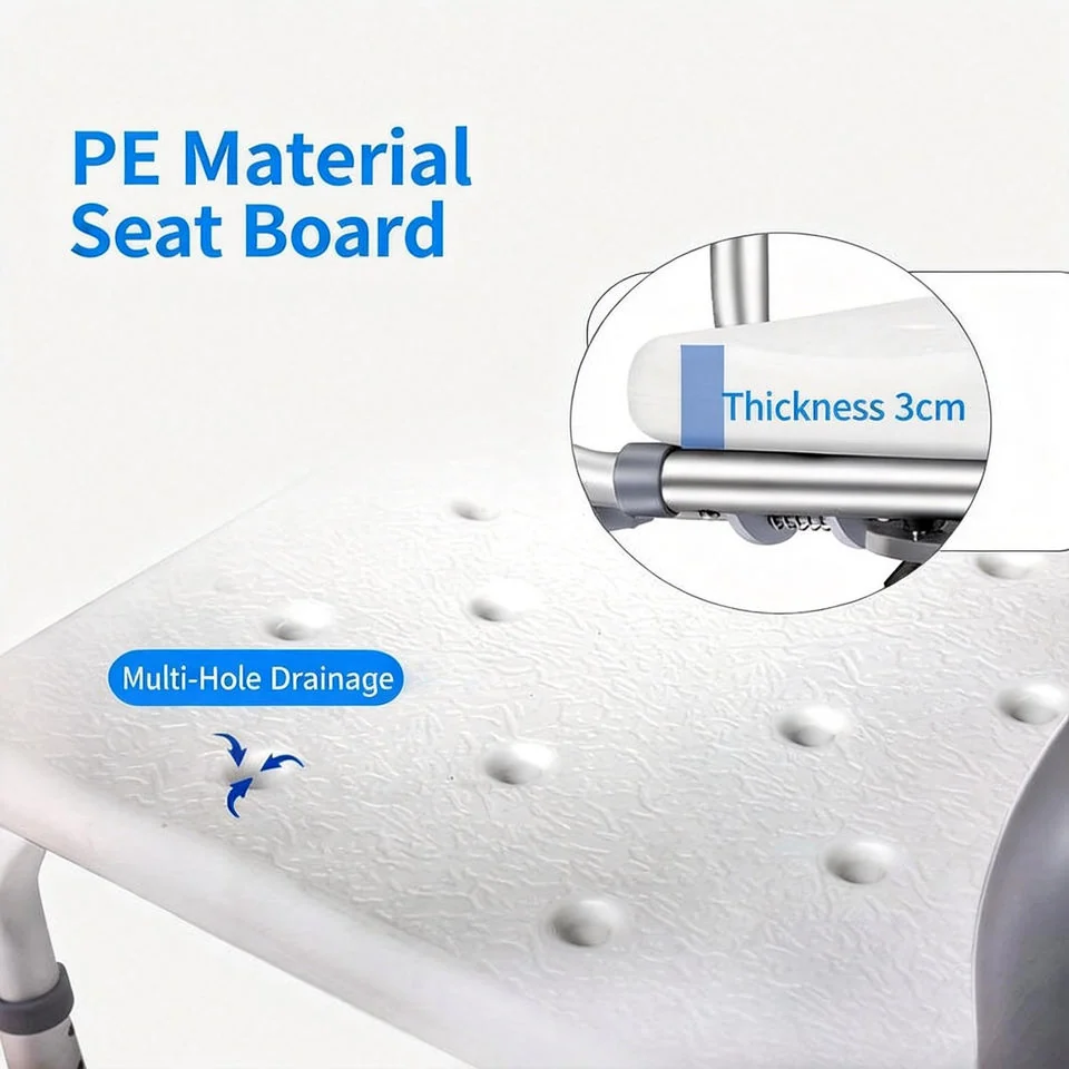 CY0043-2 shower chair seat board and drainage-hole detail
