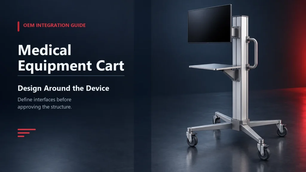 Custom medical equipment cart concept integrating a display platform and cable management