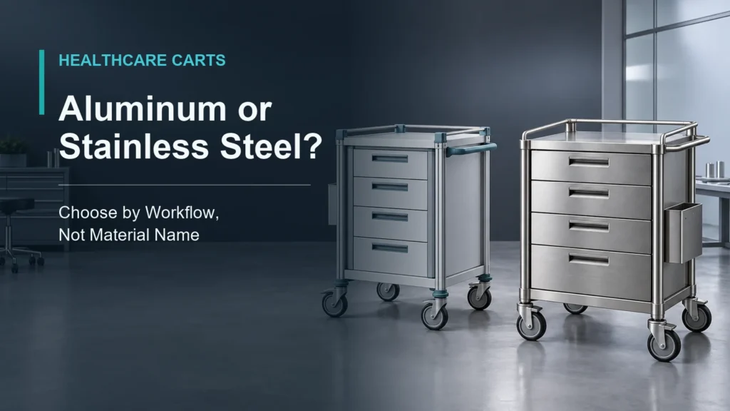 Aluminum and stainless steel healthcare cart concepts compared for custom procurement