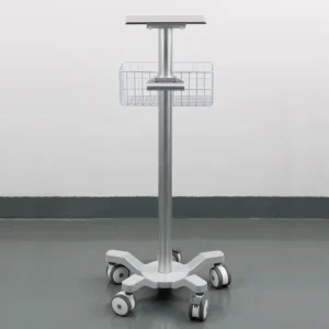 CRF CA15Z017 patient monitor cart with mounting plate and wire basket, illustrated equipment configuration