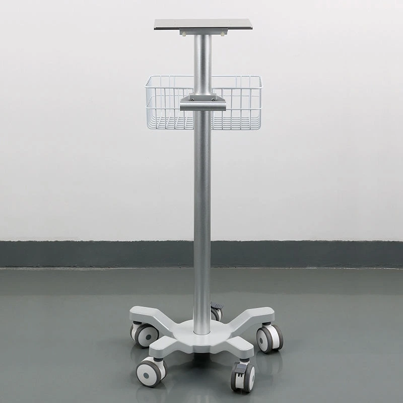 CRF CA15Z017 patient monitor cart with mounting plate and wire basket, illustrated equipment configuration