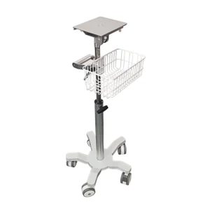 CRF CA15Z020 height-adjustable patient monitor cart with wire basket, complete trolley on white background
