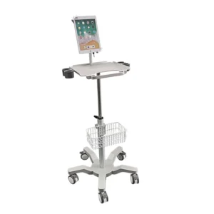 CRF CA16Z113 adjustable tablet cart with tray and wire basket, illustrated configuration on white background