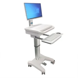 CRF CA18Z127 medical computer cart with pull-out keyboard tray, illustrated configuration on white background