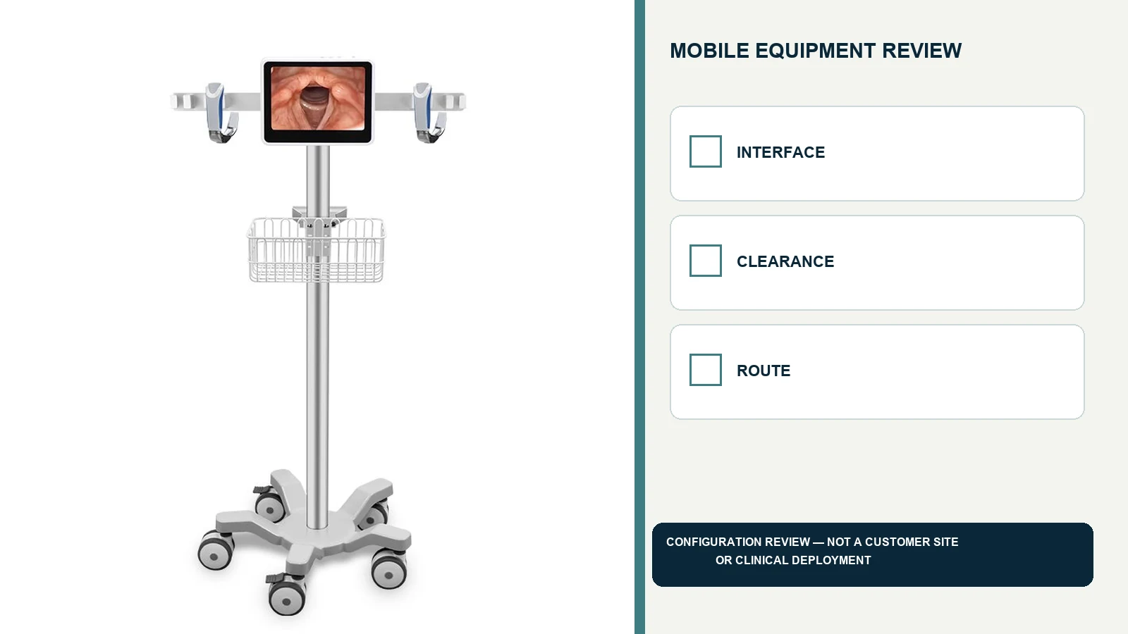 CRF laryngoscope medical cart shown in a reference-based integration review.